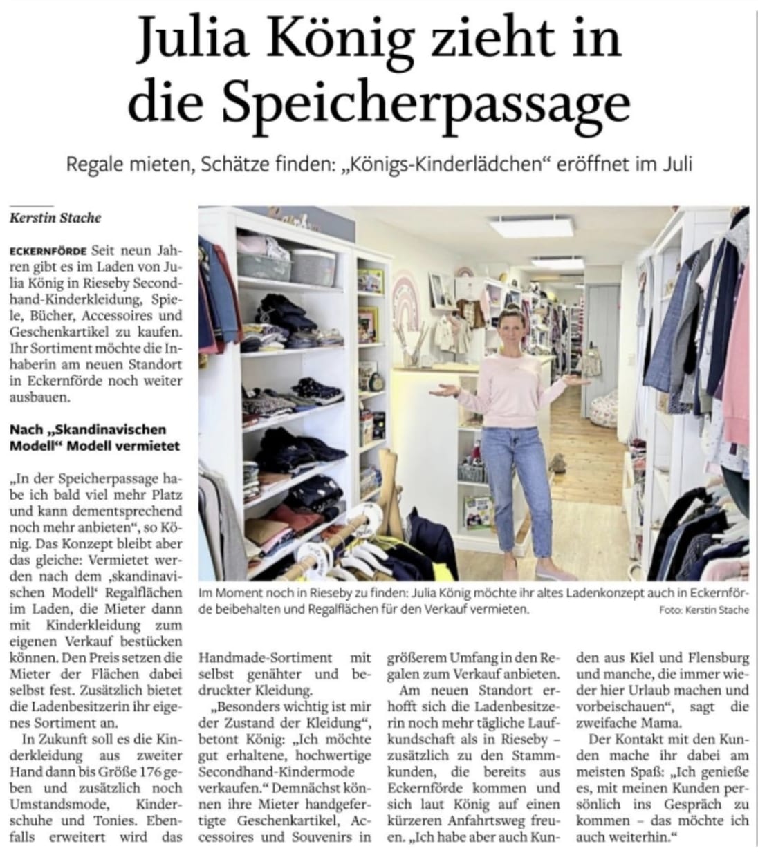 Zeitungsartikel — Julia König zieht in die Speicherpassage
